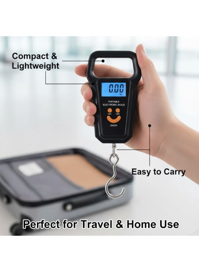 لوكاداه ميزان أمتعة رقمي معلق بشاشة LCD - ميزان وزن إلكتروني محمول مزود بخطاف متين من الفولاذ المقاوم للصدأ، ميزان أمتعة سفر يدوي للحقائب، الصيد، الطرود والاستخدام المنزلي (كجم/رطل/أونصة) - Image 4