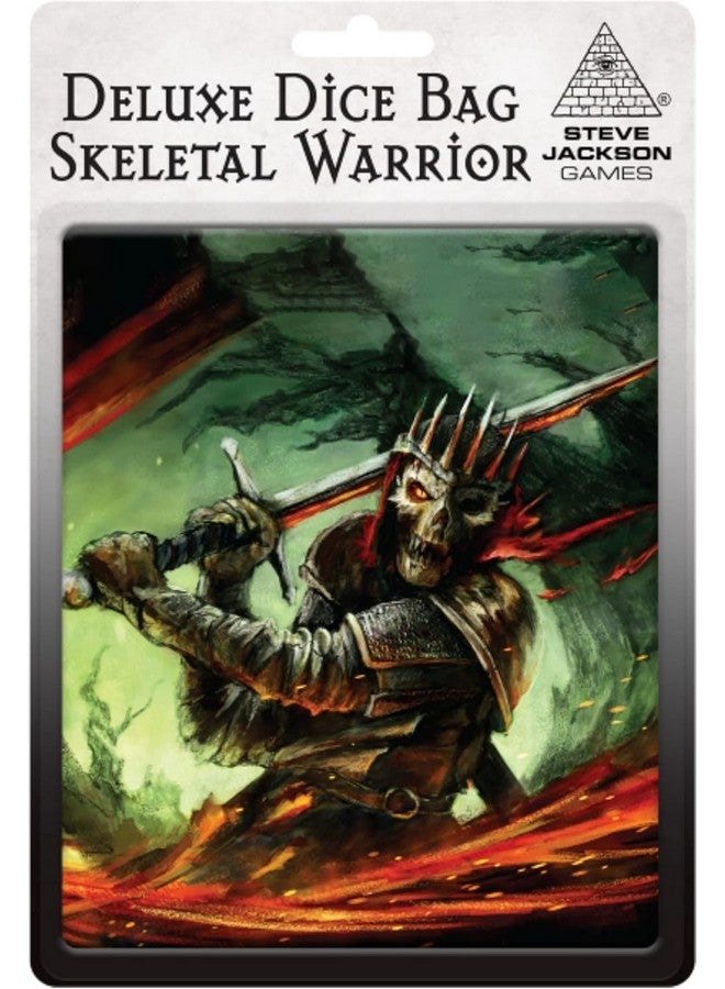 Deluxe Dice Bag: Skeletal Warrior | Large Drawstring Bag 7” x 7” | Printed Fabric | Holds Over 100 Dice for Roleplaying Game | from Steve Jackson Games