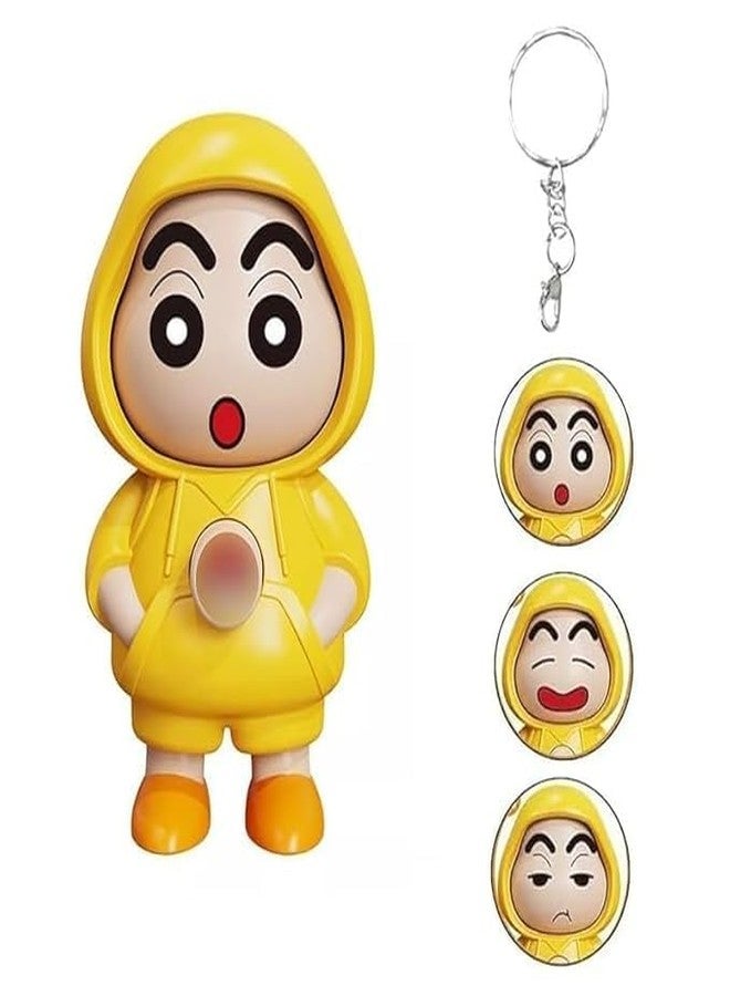 LUCKYMORDEN Shinchan Action Figure Cartoon Keychain, Face Changing Toy, Yellow Collectible Character Doll for Kids, Adults, Anime Fans, 9.7cm - Image 1