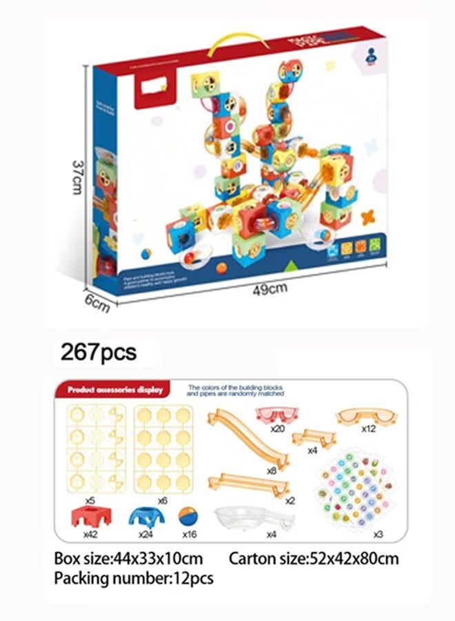 267 PCS magnetic track building block toys Pinball Pipe Magnetic Track Block Set Magnetic assembled slide ball toy Sliding ball magnetic building block set DIY assembly toy set Educational toys - Image 2