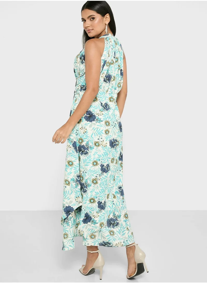 ELLA Printed Halter Neck Dress