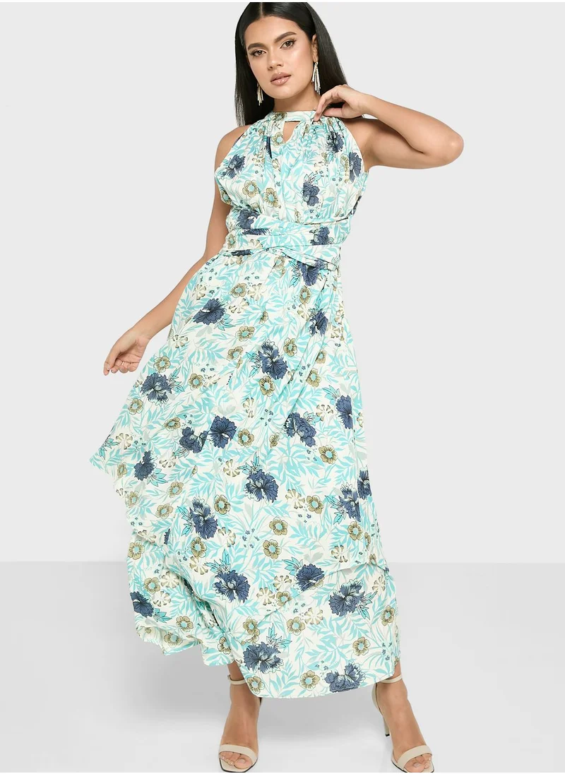 ELLA Printed Halter Neck Dress