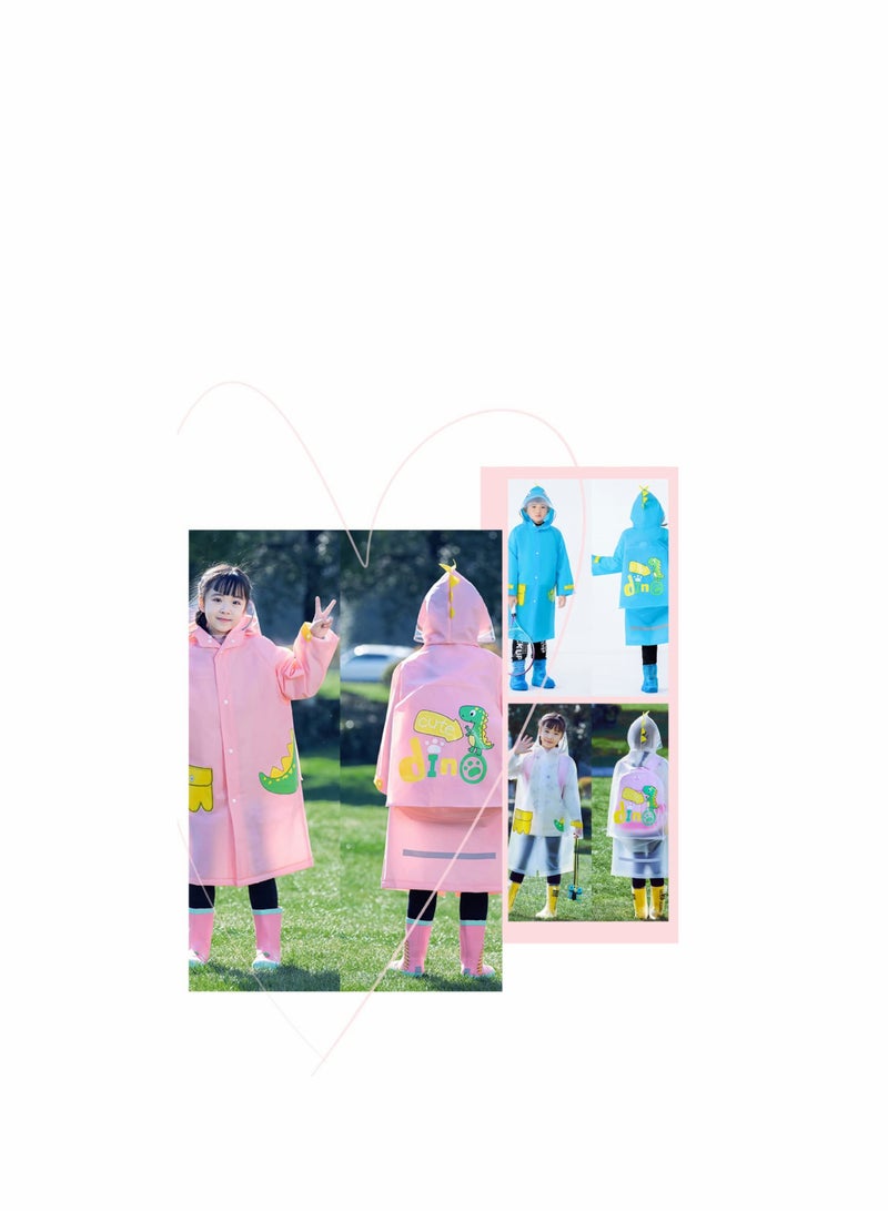 KASTWAVE Kids Rain Poncho, Children's raincoats, Kids Raincoat Girls Boys Reusable Rain Poncho Jacket, Waterproof Jacket with Hood Toddler Rainwear Rain Coat (Dinosaur M) - Image 5