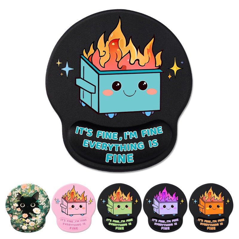 Hancynir Cute Funny Ergonomic Mouse Pad Wrist Support, Dumpster on Fire Gel Mouse Pads with Wrist Rest, Comfortable Pain Relief Mousepad with Non-Slip PU Base for Gaming Work Desk Accessories Office Decor - Image 1