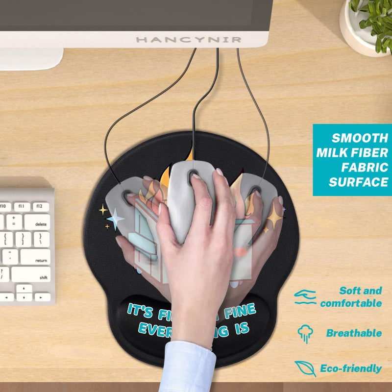 Hancynir Cute Funny Ergonomic Mouse Pad Wrist Support, Dumpster on Fire Gel Mouse Pads with Wrist Rest, Comfortable Pain Relief Mousepad with Non-Slip PU Base for Gaming Work Desk Accessories Office Decor - Image 5