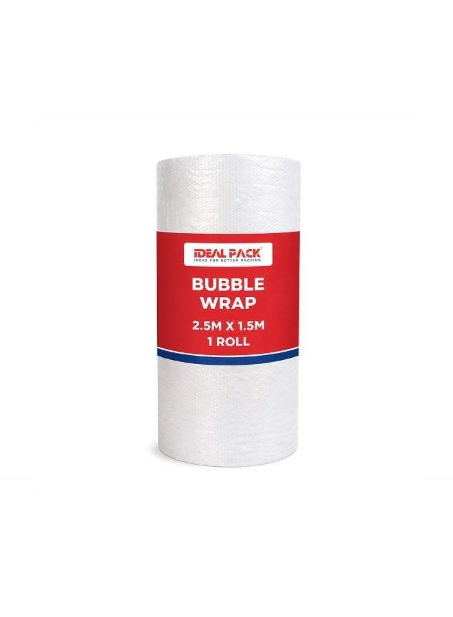 IDEAL PACK Bubble Wrap Roll 2.5X1.5 M– Air Bubble Packing Sheet for Safe Packaging, Shockproof Protective Wrap for Fragile Items, Moving, Shipping & Storage (1 Roll) - Image 1