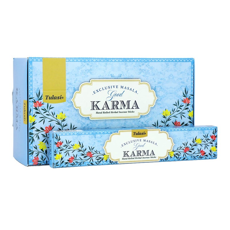 Tulasi Exclusive Masala Good Karma Incense Sticks (Agarbatti) for Pooja, Prayer, Meditation & Home Fragrance, 15g, Pack of 12 (1 outer) - Image 1