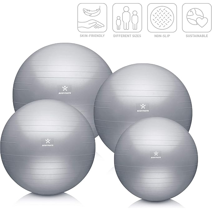 BODYMATE Exercise Ball Sitting Ball Training Ball With Free E-Book Including Air Pump, Ball For Fitness, Yoga, Gymnastics, Core Training, For Strong Back As An Office Chair - Image 5