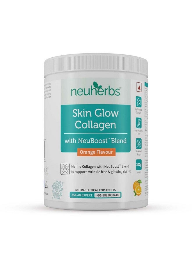 Neuherbs Collagen Supplement - 200 Gram, Orange Flavour |Skin Glow Marine Collagen Powder for Women & Men | Collagen with Hyaluronic Acid, Vitamin E & C, Biotin | Supports Glowing & healthy skin. - Image 1