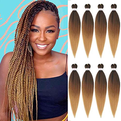 Beyond Beauty Braiding Hair pre stretched, Braids Synthetic Fiber Ombre Yaki Texture, Natural Easy Twist Braids Crochet Hair Hot Water Setting hair extensions - Image 1