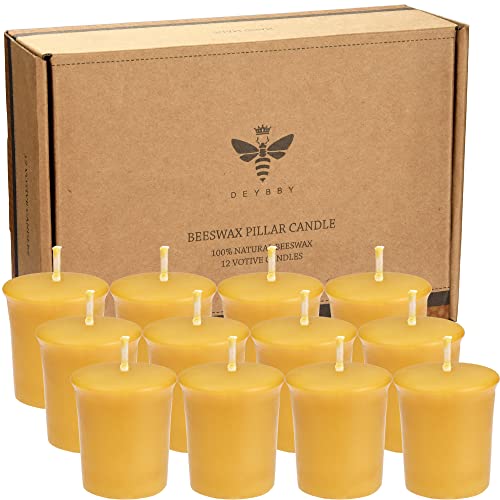 DEYBBY Natural Beeswax Votive Candles Set-12 Pack Votives for Home Room Decor Party Wedding Spa - Image 1