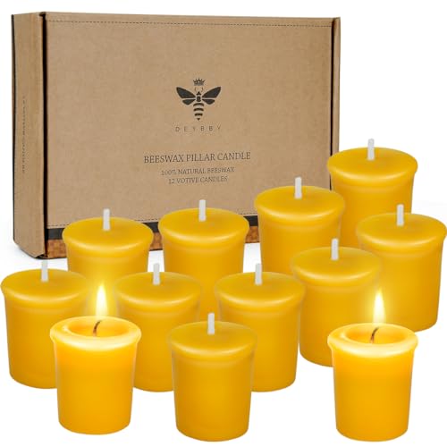 DEYBBY Natural Beeswax Votive Candles Set-12 Pack Votives for Home Room Decor Party Wedding Spa - Image 5