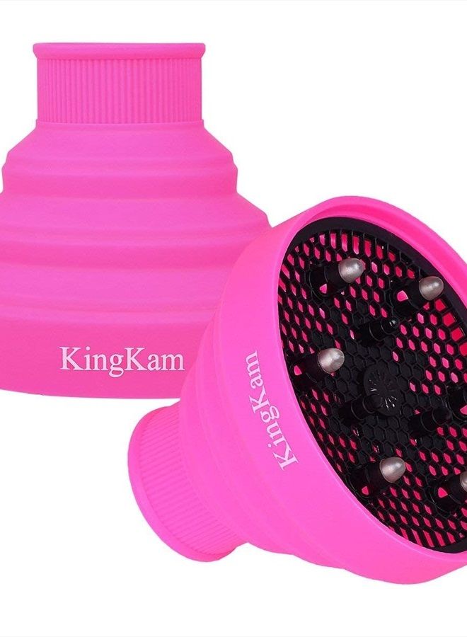 KingKam Collapsible Silicone Hair Dryer Diffuser - Travel and Easy Storage - Fit Nozzle Diameter D-1.575Inch to 1.968 Inch (4-5cm) KingKam-Pink - Image 1