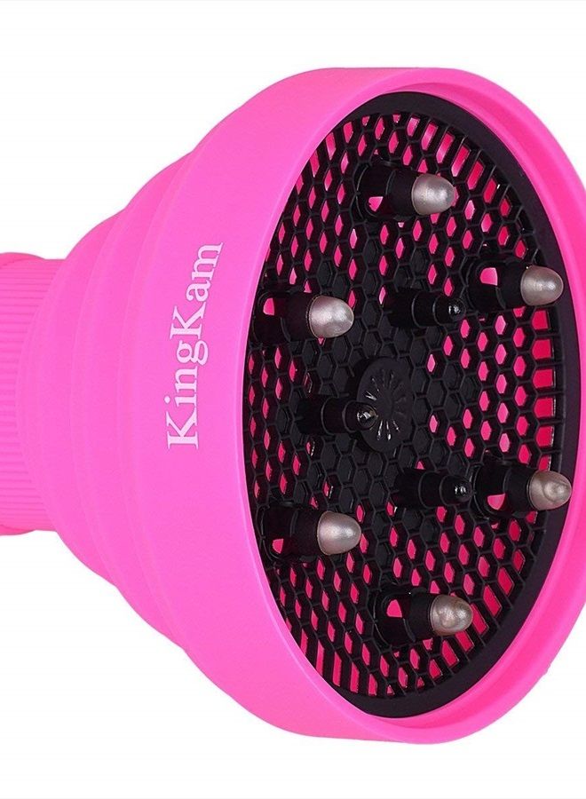 KingKam Collapsible Silicone Hair Dryer Diffuser - Travel and Easy Storage - Fit Nozzle Diameter D-1.575Inch to 1.968 Inch (4-5cm) KingKam-Pink - Image 2