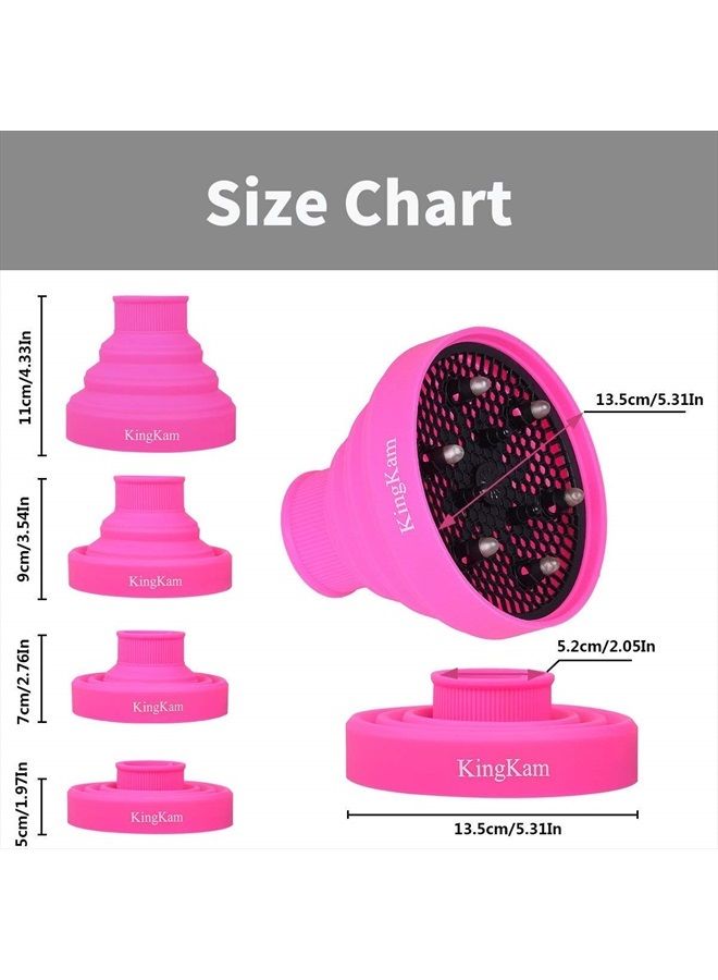 KingKam Collapsible Silicone Hair Dryer Diffuser - Travel and Easy Storage - Fit Nozzle Diameter D-1.575Inch to 1.968 Inch (4-5cm) KingKam-Pink - Image 4