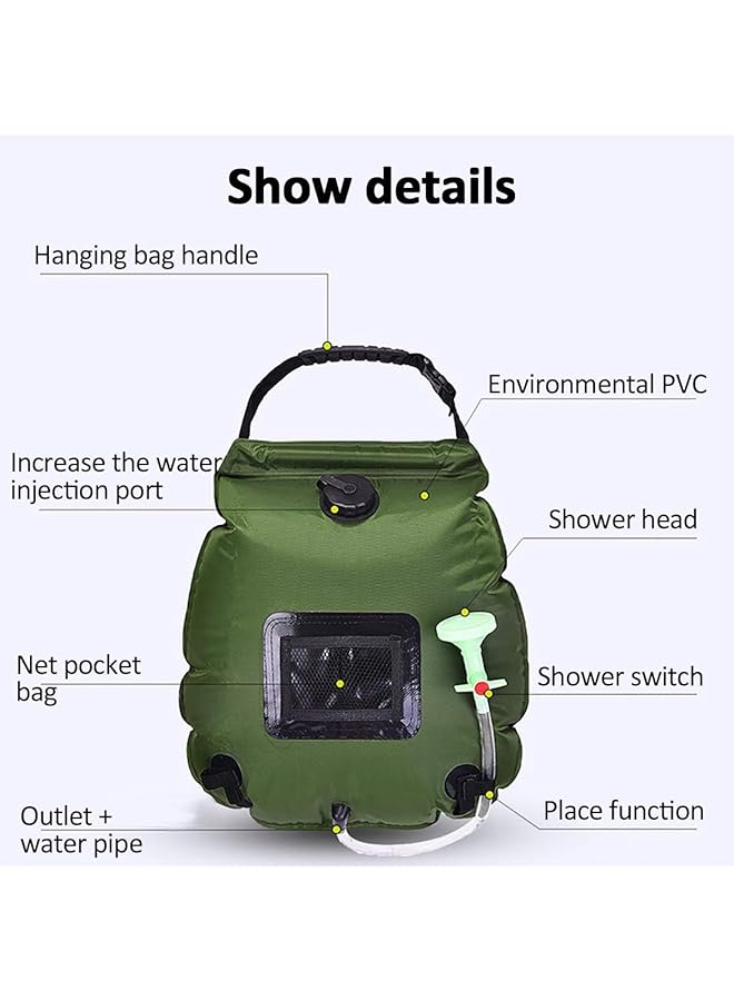 HOOKOR Solar Shower Bag 5 Gallons/20L Portable Camping Shower Bag With Removable Hose And On Off Switchable Shower Head For Summer Camping Beach Swimming Outdoor Traveling Hiking - Image 5