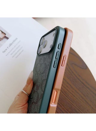 حافظة جلدية فاخرة منقوشة لهاتف iPhone 17 Pro Max — برتقالي. - view 4