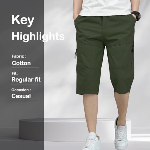 TAGDO® Men's Solid Cotton Shorts | Shorts Pant for Men | Shorts for Men (RF-Cotton-Shorts-2003-Green-S) - Image 2