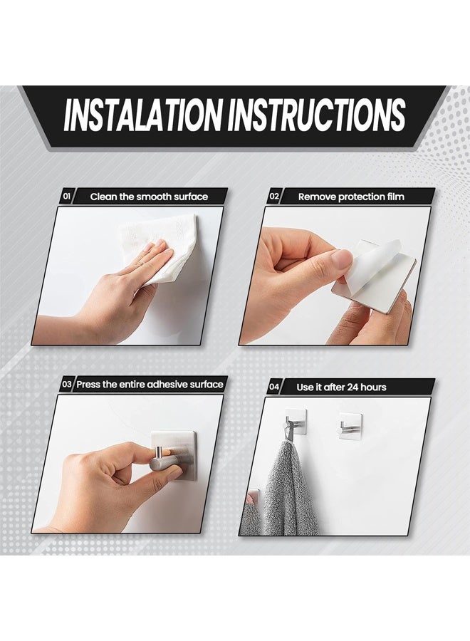 DUNISO 4-Pieces Self Adhesive Hooks for Hanging,Waterproof 304 Stainless Steel Hooks for Hanging Coat,Hat,Robe or Towel ,Single Organizer for Bathroom and Kitchen - Image 3