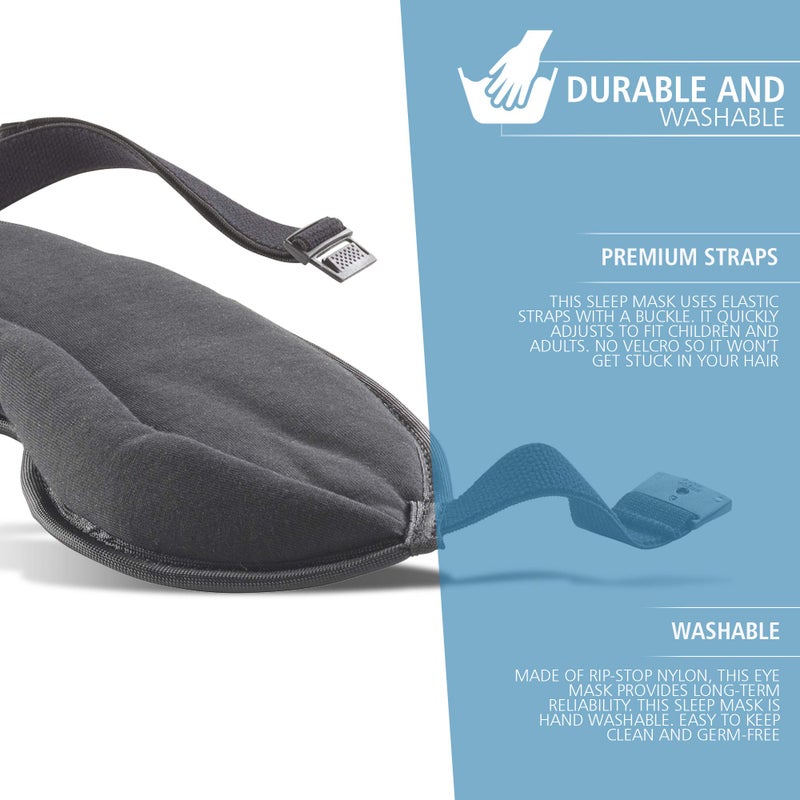 Lewis N. Clark Comfort Eye Mask + Sleep Aid to Block Light for Travel, Airplane, Hotel, Airport, Insomnia + Headache Relief with Adjustable Straps, Gray - Image 2