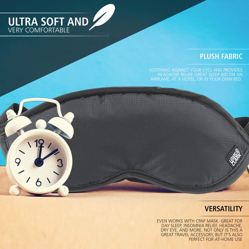 Lewis N. Clark Comfort Eye Mask + Sleep Aid to Block Light for Travel, Airplane, Hotel, Airport, Insomnia + Headache Relief with Adjustable Straps, Gray - Image 3