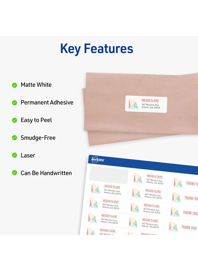 Avery Easy Peel Printable Address Labels with Sure Feed, 1" x 2-5/8" Customizable Stickers, White, 3,000 Blank Mailing Labels, Great for Mailing, Shipping, and More (5160) - Image 3