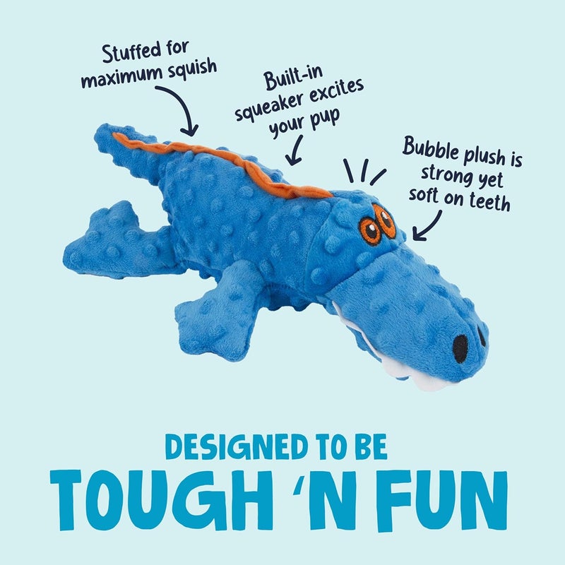 goDog Gators Squeaker Plush Pet Toy for Dogs & Puppies, Soft & Durable, Tough & Chew Resistant, Reinforced Seams - Blue, Large - Image 2