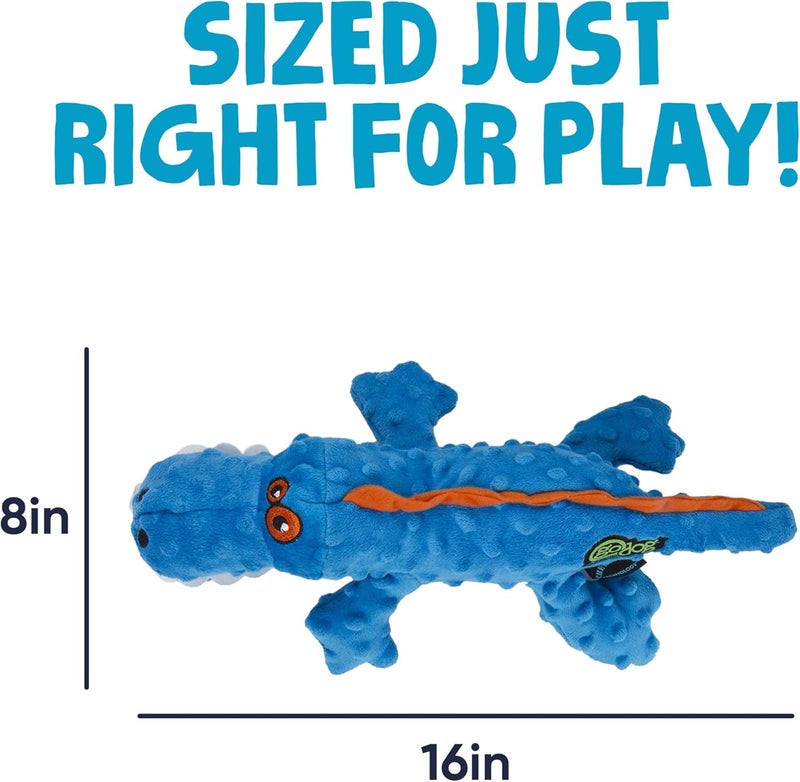 goDog Gators Squeaker Plush Pet Toy for Dogs & Puppies, Soft & Durable, Tough & Chew Resistant, Reinforced Seams - Blue, Large - Image 3