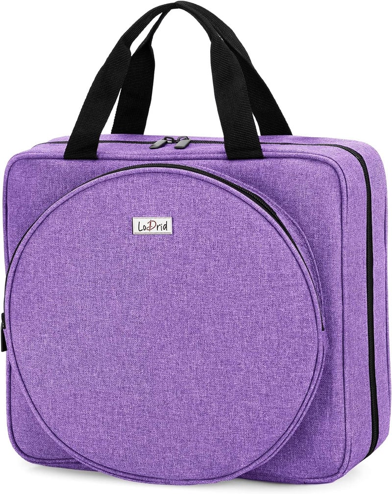 LoDrid Embroidery Project Bag, Square Embroidery Supplies Storage Tote, Portable Craft Carry Case for Cross Stitch Kits Tools, Multiple Pockets, Purple, Bag Only - Image 1