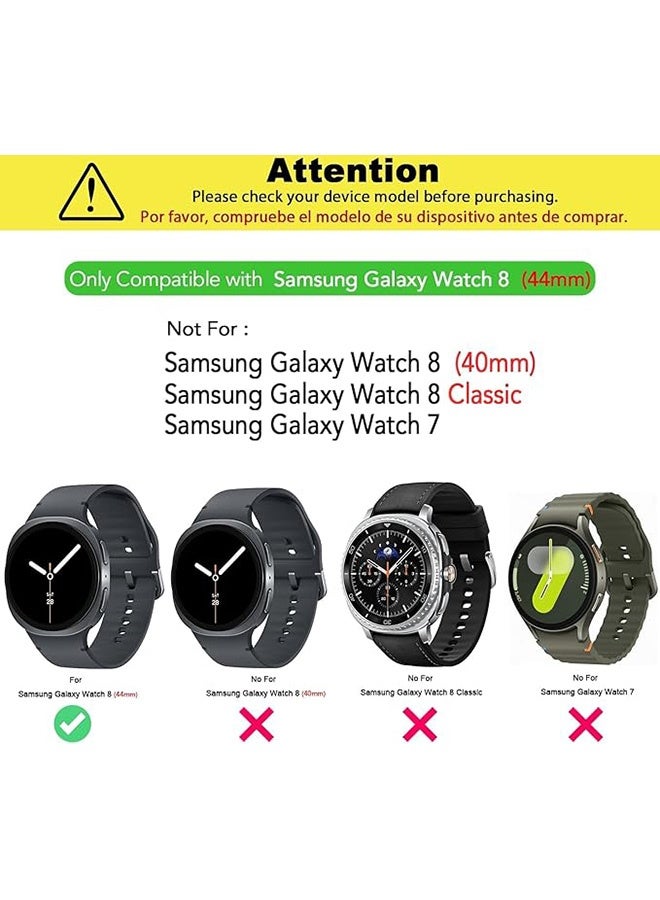 2 جهاز كمبيوتر شخصي، متوافق مع سامسونج غالاكسي ووتش 8 44 ملم حالة واقية، مكافحة السقوط، مكافحة الخدش، ناعمة رقيقة جدا TPU غطاء كامل حامي الشاشة الحالة لجلاكسي ووتش 8 (أسود + شفاف) - Image 2