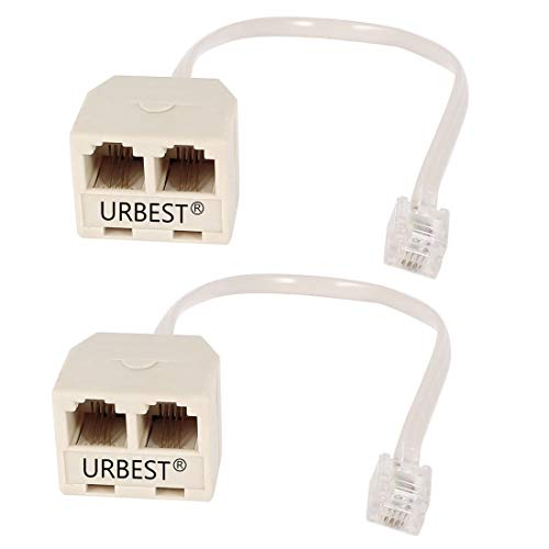 URBEST 2 PCS RJ11 Male to Female Two Way Telephone Splitter Converter Cable - Image 1