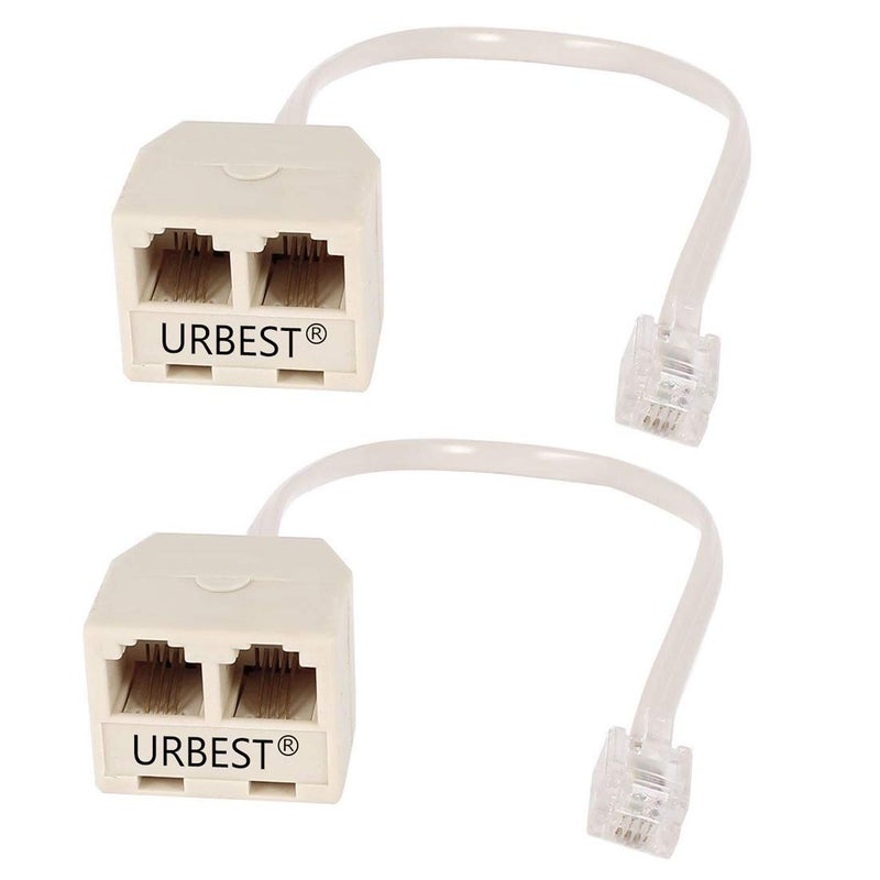 URBEST 2 PCS RJ11 Male to Female Two Way Telephone Splitter Converter Cable - Image 5