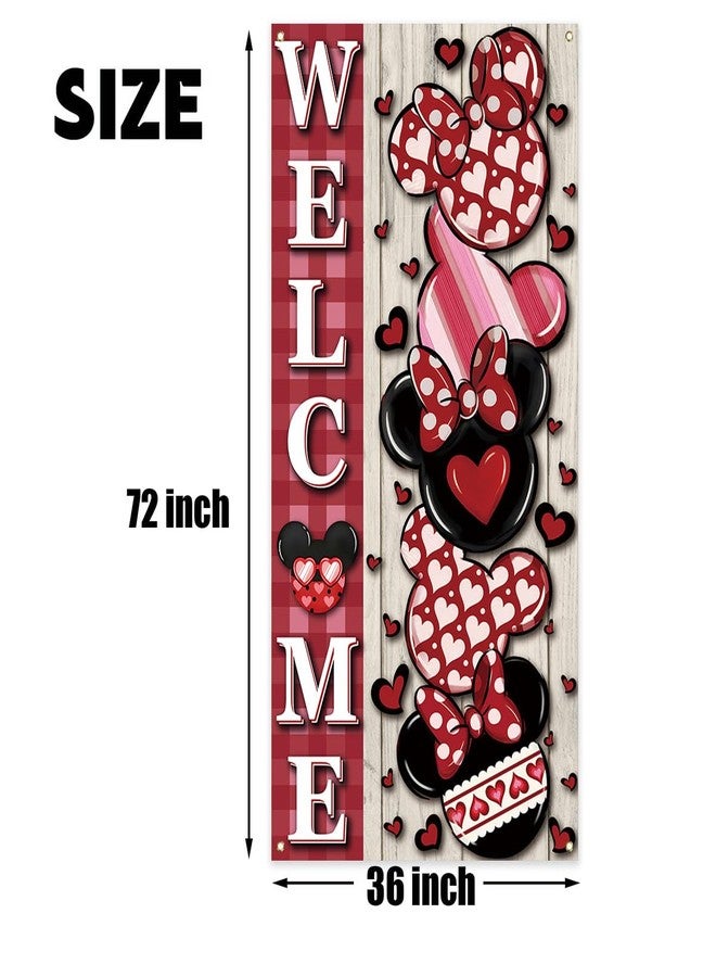 Yarcooly Valentines Day Door Cover Galentines Day Banner Pink Cartoon Mouse Decor Valentines Day Decorations for Home Party - Image 5