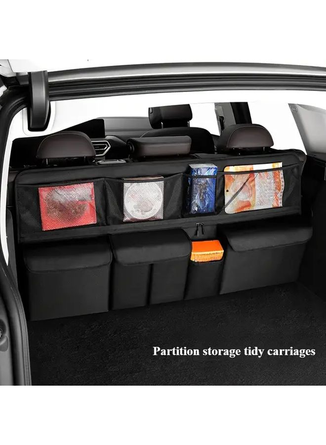 Black Car Back Seat Organizer Large Capacity Storage Net - Image 1