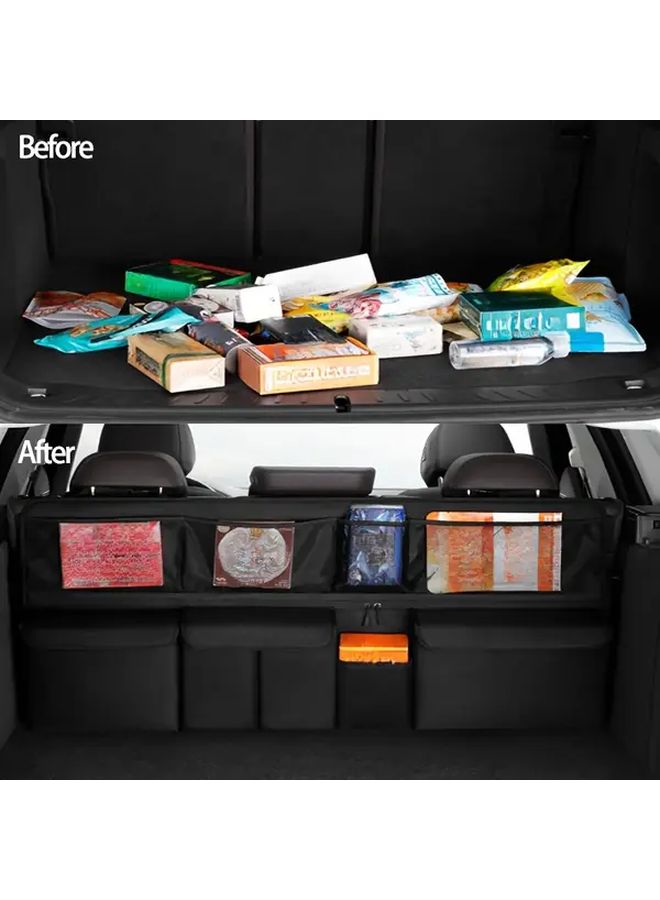Black Car Back Seat Organizer Large Capacity Storage Net - Image 4