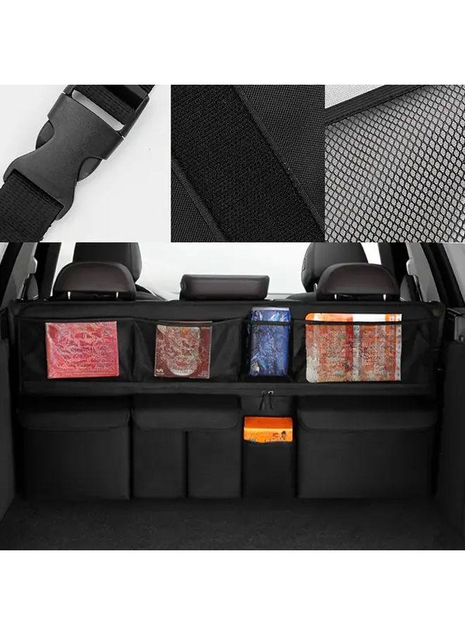 Black Car Back Seat Organizer Large Capacity Storage Net - Image 5