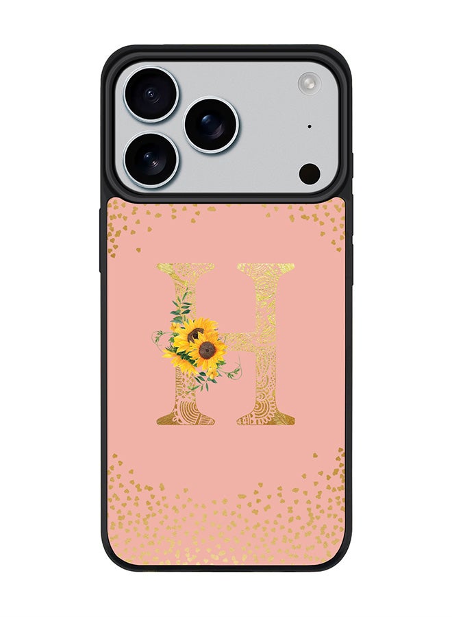 Stylizedd iPhone 17 Pro Case, [Compatible with MagSafe] Slim Magnetic cover Phone Case iPhone 17 Pro -Custom Floral Monogram - H  (Rose Pink ) - Image 1