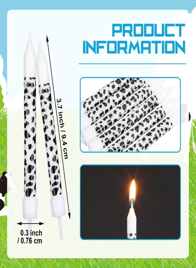 سندير 12 قطعة من شموع عيد الميلاد بتصميم بقرة، زينة كعكة مطبوعة لحفلات عيد الميلاد، بطابع حيوانات المزرعة، لوازم حفلات مميزة - Image 3