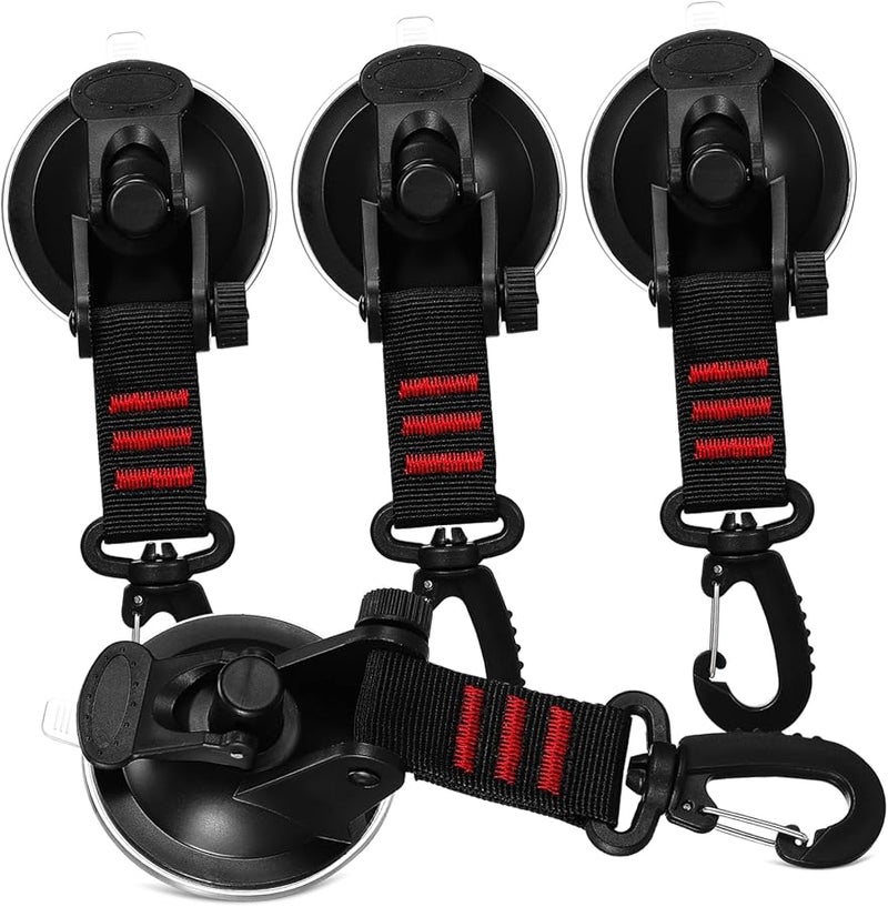 Heavy Duty Suction Cup Hooks 4 Pack Rotating Clips for Home Camping Outdoor Organization - Image 2