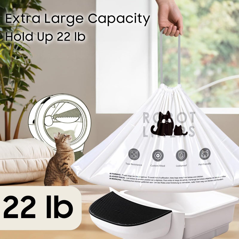 AWoHH 120 Tidy Draw-Pack Cat Litter Box Robot 5/4/3 Waste Bags Automatic Litter Box Bags, Tear-free, Sensor-compatible, Thick Heavy Duty Cat Litter Box Liner Bags 25.2 x 15.7 IN - Image 2