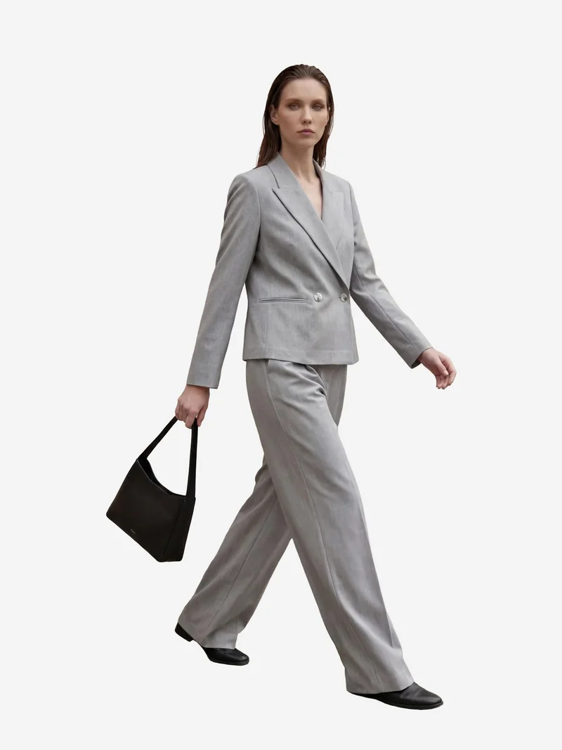 MY FASHION Grey MY FASHION Classic Buttoned Blazer for Women | Best Price UAE