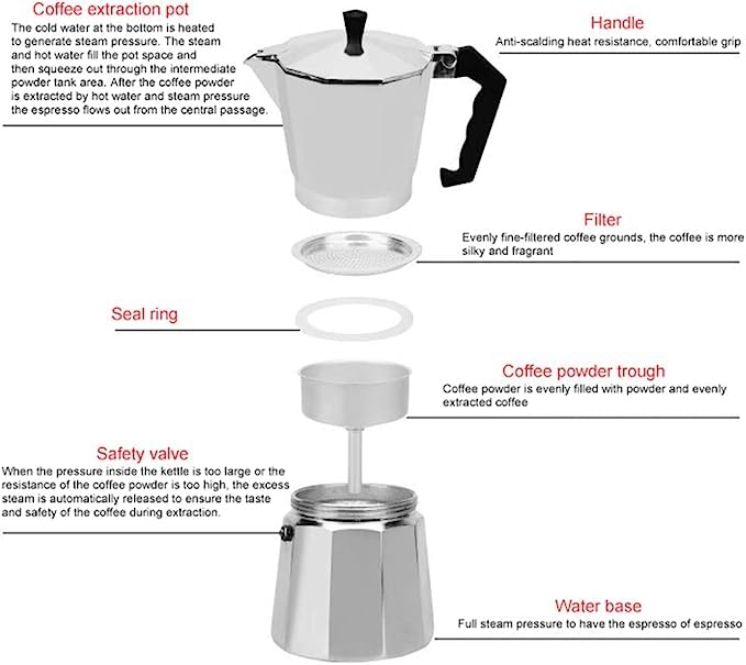 3D CREATIONS 3 cup 150 ML Classic Premium Grade Aluminium Stovetop PercolatorItalian Style Perculator Coffee MakerMoka PotCoffee BrewingBrew Filter CoffeKapiBrewing Espreso coffee - Image 4