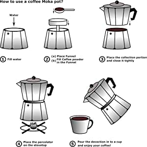 3D CREATIONS 3 cup 150 ML Classic Premium Grade Aluminium Stovetop PercolatorItalian Style Perculator Coffee MakerMoka PotCoffee BrewingBrew Filter CoffeKapiBrewing Espreso coffee - Image 5