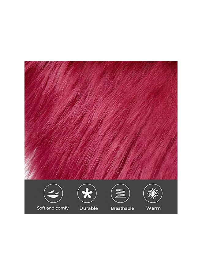 IAF Fur Throw Pillow Covers 18x18 Inch Luxury Long Fur Mongolian Fluffy Soft Cushion Cover Plush Square Floor Pillow Case for Couch Bedroom Sofa Chair 45x45CM (Burgundy) - Image 3