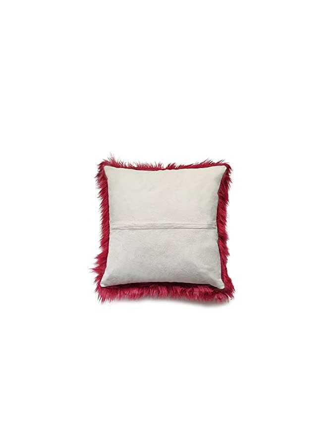 IAF Fur Throw Pillow Covers 18x18 Inch Luxury Long Fur Mongolian Fluffy Soft Cushion Cover Plush Square Floor Pillow Case for Couch Bedroom Sofa Chair 45x45CM (Burgundy) - Image 2