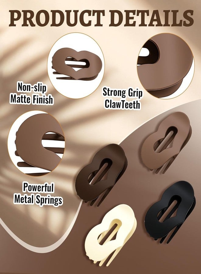 RHOSYN HAIR ACCESSORIES Flat Hair Claw Clips, Matte Finish Heart Shape Duckbill Clutchers, Strong Grip Barrettes for Thick & Thin Hairs, Set of 6 - Image 2