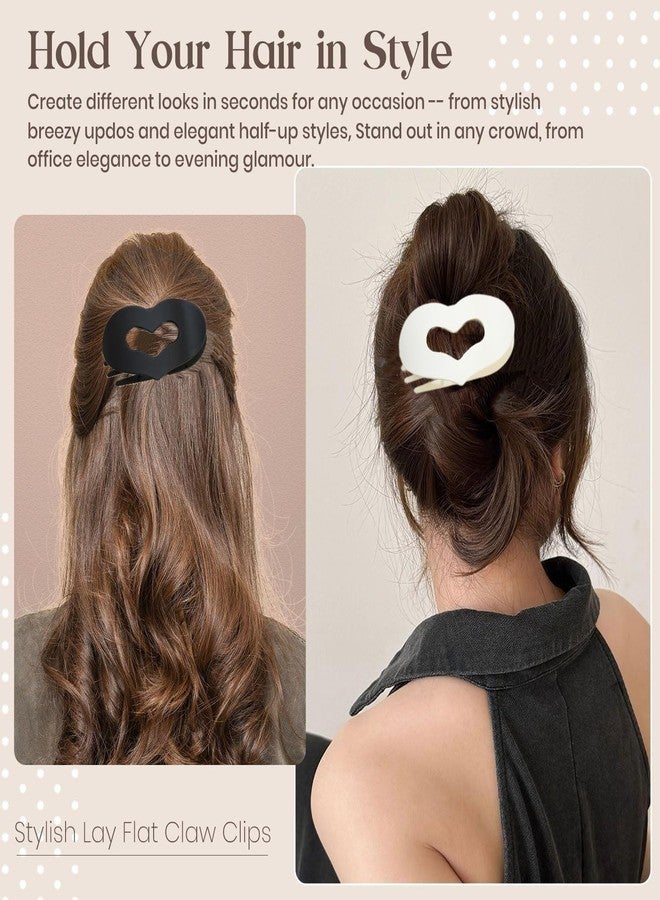 RHOSYN HAIR ACCESSORIES Flat Hair Claw Clips, Matte Finish Heart Shape Duckbill Clutchers, Strong Grip Barrettes for Thick & Thin Hairs, Set of 6 - Image 5