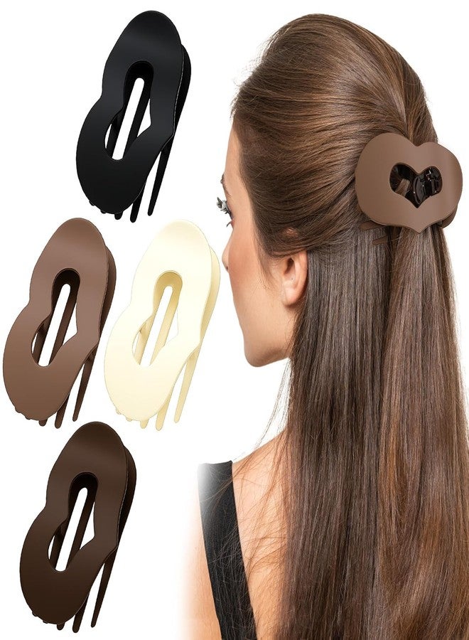 RHOSYN HAIR ACCESSORIES Flat Hair Claw Clips, Matte Finish Heart Shape Duckbill Clutchers, Strong Grip Barrettes for Thick & Thin Hairs, Set of 6 - Image 3