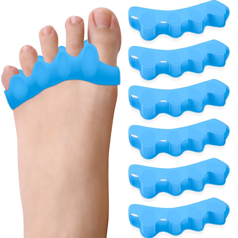 Ballotte Toe Separators Silicone Toe Spacers for Bunions and Overlapping Hammer Toes Athletic Tootsie Spacers for Running and Yoga Foot Finger Splitters for Men Women Toe Seperators Blue 6Pack