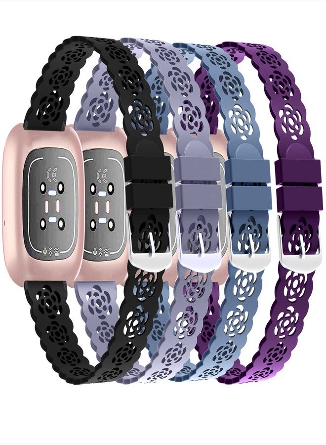 أساور سيليكون متوافقة مع Fitbit Versa 4/Versa 3/Sense 2/Sense، سوار معصم رياضي بديل قابل للتعديل مصنوع من السيليكون الناعم والمسامي، مناسب للرجال والنساء 401 - Image 1